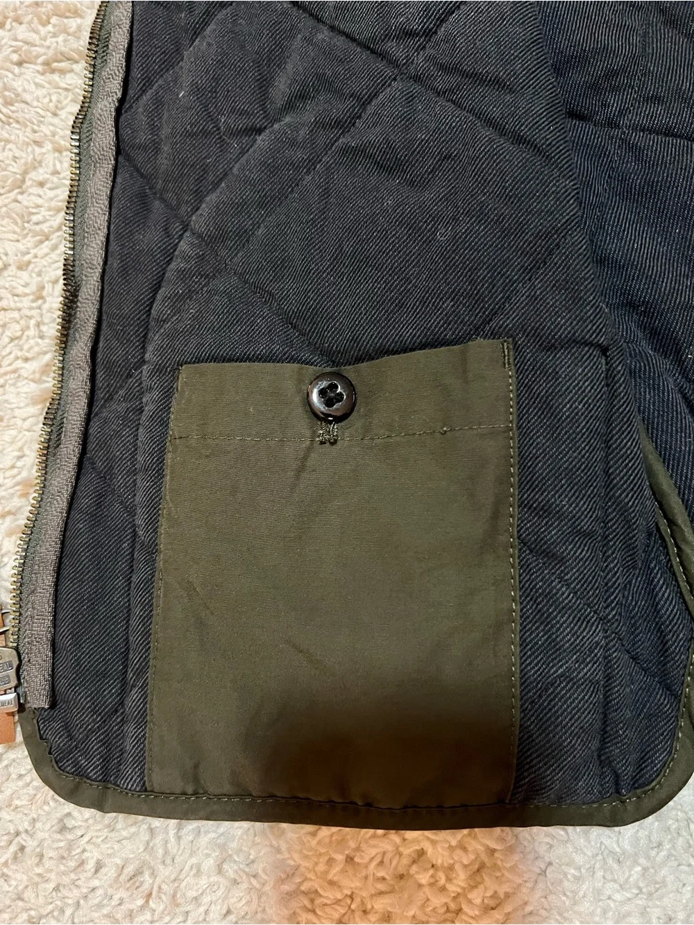 J.Crew Sussex Quilted Vest Olive Green XS Lightweight Insulated Utility Vest